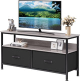 Garvee TV Stand 55 Inch Rustic TV Console Table with 3 Tier Storage Shelves Entertainment Center TV Console Table with 2-Drawers for Televisions Black - 