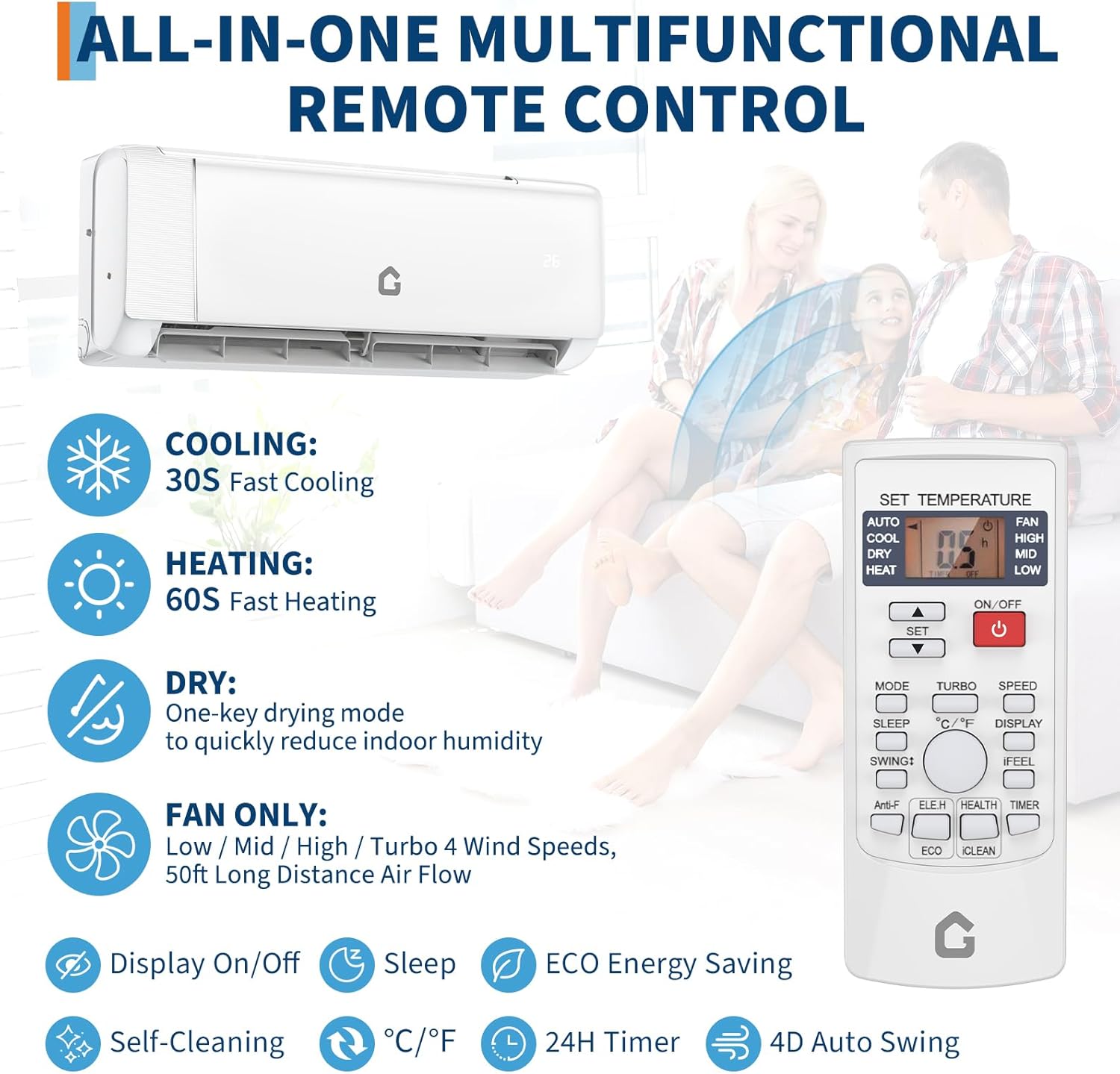 Garvee SEER 21 12000 BTU 230V Mini Split Air Conditioner | Energy-Efficient Inverter AC System with WiFi, Remote Control & Easy Installation Kit for Rooms Up to 750 Sq.Ft
