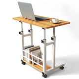 Garvee Adjustable Height Mobile Computer Desk for Small Space, Portable Rolling Writing Table with Wheels Lockable Casters, Corner Home Office Study Work Standing Desk for Bedrooms, Natural - Natural