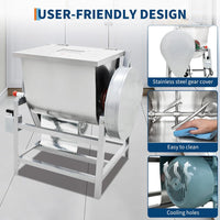 GARVEE 50 QT Commercial Dough Mixer, Professional Pizza Dough Mixer, 110V 2200W Electric Stand Mixer Dough Kneading Machine with 90 Degree Tilt for Bakeries Pizzerias, Silver