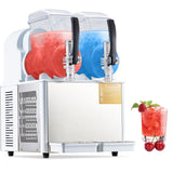 Garvee Commercial Slushy Machine 7.2L (0.95Gal x2) 370W – Dual-Tank Stainless Steel for Frozen Drinks & Margaritas, Commercial Use - Silver