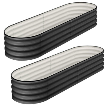 Garvee 2 Pcs 4.5' X 2' X 2' Oval Raised Garden Bed, Galvanized Raised Beds for Outdoor, Planter Raised Boxes with Open-Ended Base,Large Metal Raised Planter Beds for Vegetables,Flowers,Tool-Free Assembly, Grey