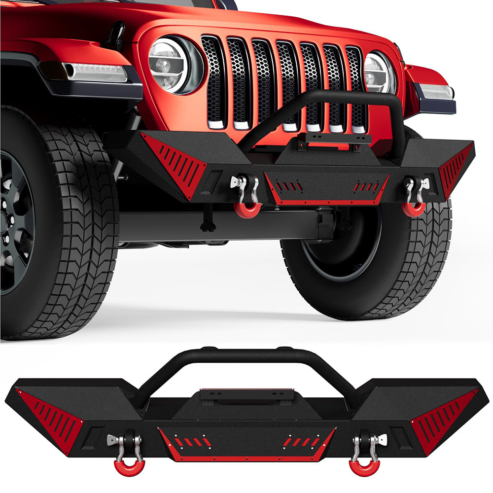 Garvee Full Width Front Bumper, Compatible with Jeep 2018-2023 Wrangler JL & Unlimited JLU(2/4 Doors),2020-2023 Gladiator JT, Off-road DIY Paintable, Textured Black