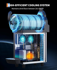 Garvee Commercial Slushy Machine 15L, Stainless Steel Smoothie Frozen Drink Maker with Self-Cleaning Mode, 450W Frozen Drink Machine, Maker Smoothie Machine for Home Party Restaurants Cafe Bars