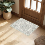 Garvee 2x3Ft Vintage Distressed Medallion Area Rug - Machine Washable Non-Slip Boho Floral Carpet for Living Room Bedroom Dining Room Beige - Beige-Green