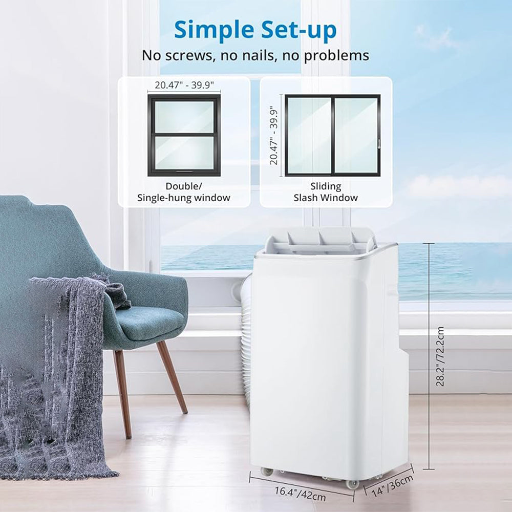 Garvee 12000 BTU Portable Air Conditioner with Remote Control – 3-In-1 Cool, Fan, and Dry Functions, Fast Cooling for Up to 550 Sq. Ft., Low Noise, Sleep Mode, and 24-Hour Timer