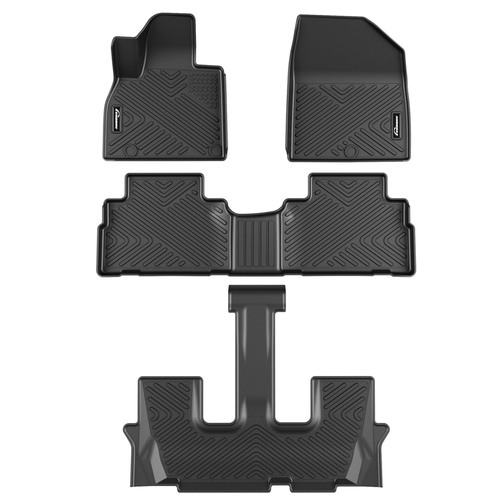 Garvee Floor Mats for 2020-2025 KIA Telluride, TPE All Weather Custom Fit Floor Liners, Raised Rib Design, Black