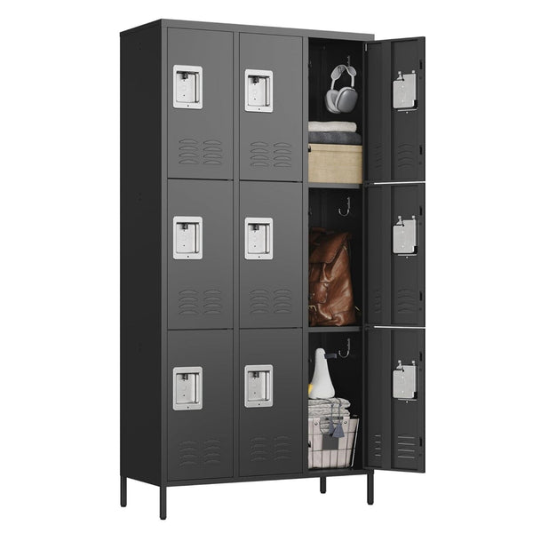 Garvee 9-Door Metal Storage Locker Cabinet with Locks and Hooks