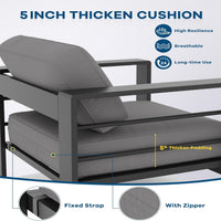 Garvee 5-Piece Dark Gray Aluminum Patio Furniture Set with Weather-Resistant Cushions, Heavy-Duty Frame, Removable Cushions, L-Shaped Sectional, Outdoor Lounge