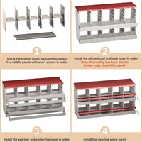 Garvee 10-Compartment Galvanized Steel Nest Box - w/Perch Rod, Egg Tray & Ventilation, Rustproof for Poultry Coops Quick Assembly
