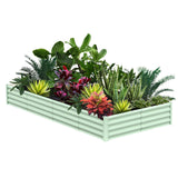 Garvee 8' X 4' X 1' Galvanized Raised Garden Bed, Outdoor Rectangular Metal Planter for Vegetables, Flowers & Herbs, Green - Green