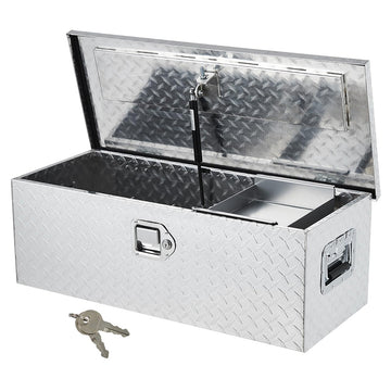 Garvee 30 Inch Aluminum Truck Tool Box, Truck Bed Storage Box with Security Lock and Wider Handles, Heavy Duty Waterproof Tool Box Organizer Chest for Pick Up Truck Rv Trailer - Silver