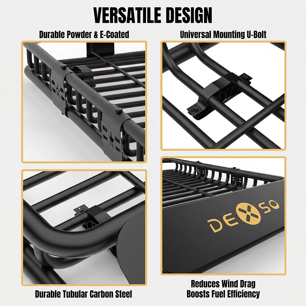 Garvee 46" x 36" Universal Roof Rack Basket, Heavy Duty Cargo Carrier for SUVs, Trucks, Vehicles, 200 Lbs Capacity, Black