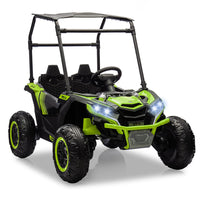 Garvee Ride - P Series: 24V Ride On Utv for Kids, 2 Seater Electric Truck With Sun Shade,4WD Electric Car Toy With Remote Control, Led Lights, 4 Shock Absorbersm,One Click Start, Music Player - Green