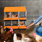 Garvee Chicken Nesting Box 6-Hole Roll Away Egg Laying Box with Lid Heavy-Duty Galvanized Steel Rustproof Design Wall-Mountable Orange - Orange