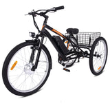 Garvee Adult 3-Wheel Electric Bike, 7-Speed Electric Trike with Basket - Black Orange / 26 inch Wheel - Black Orange