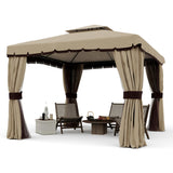 Garvee 13'x13' Outdoor Gazebo with Netting and Curtains Garden Pavilion for Patio Backyard Lawn Khaki - Khaki