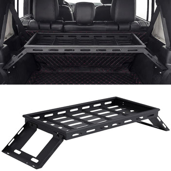 Garvee Rear Trunk Cargo Storage Rack For 2007-2025 Wrangler JK JKU & JL JLU Unlimited 4 DR, Heavy-Duty Carbon Steel, Black, 350LBS Capacity, Easy Installation
