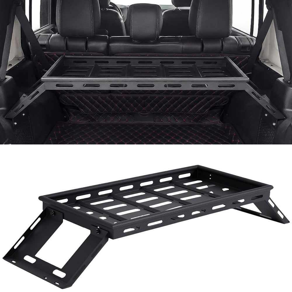 Garvee Rear Trunk Cargo Storage Rack For 2007-2025 Wrangler JK JKU & JL JLU Unlimited 4 DR, Heavy-Duty Carbon Steel, Black, 350LBS Capacity, Easy Installation
