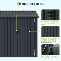 Garvee 6' x 8' Outdoor Storage Shed Metal Building with Lockable Doors & Windows Galvanized Steel Weatherproof Ventilated for Garden Backyard
