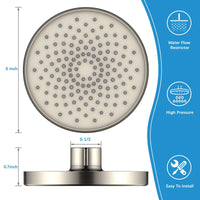 Shower Head High Pressure Rain Shower Heads with 360°Adjustable Angles, Anti-Clogging Silicone Nozzles, Luxury Bathroom Showerheads Waterfall Showerhead(Chrome, 6 Inch Round,2.5 GPM)