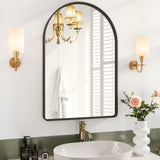 Garvee Arched Mirror, Bathroom Mirrors for Over Sink, 24x36 Inch Arch Mirror, Arched Wall Mirror, Bathroom Vanity Mirror for Living Room Bedroom Entryway Hallway, Matte Brushed Nickel, Anti-Rust, Black - Black