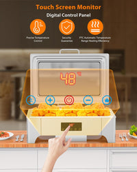 Garvee Electric Chafing Dish 9QT Full Size Touch Screen Buffet Warmer with Glass Lid Silver for Catering Parties Weddings