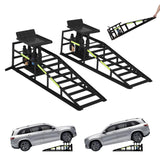 Garvee 2-Pack Hydraulic Car Ramps with Wheels and Reflective Stickers, 5-Ton (11023 lbs) Capacity Ramps with Jacks for Home Garage Auto Repairs and Oil Changes, Blue - Black