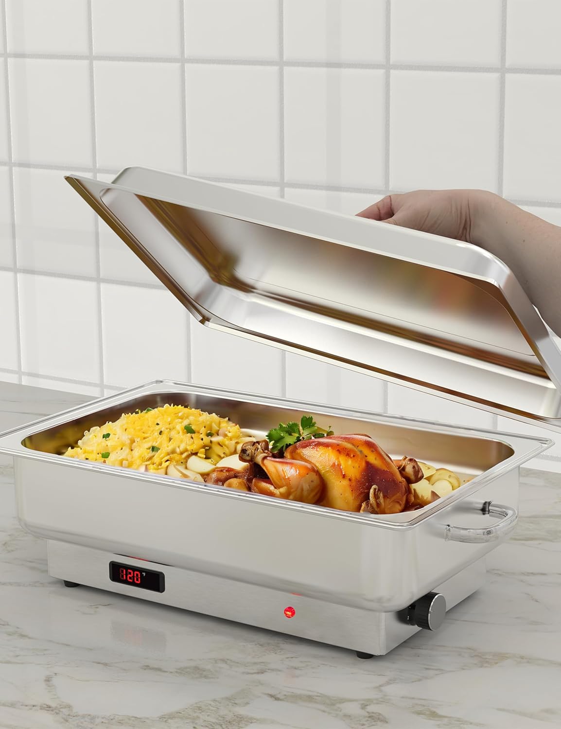GARVEE 2 PACK Electric Chafing Dish Buffet Set 9 QT Buffet Servers and Warmers Digital Display Temperature Warming Tray Stainless Steel Food Warmer for Parties Weddings Caterings (Copy)