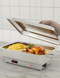 GARVEE 2 PACK Electric Chafing Dish Buffet Set 9 QT Buffet Servers and Warmers Digital Display Temperature Warming Tray Stainless Steel Food Warmer for Parties Weddings Caterings (Copy)