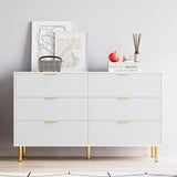 Garvee White 6 Drawer Dresser for Bedroom, 56” Wide Wood Dresser, Dresser Organizer with Metal Handle and Legs, Chest of Drawers for Living Room, Bedroom - White