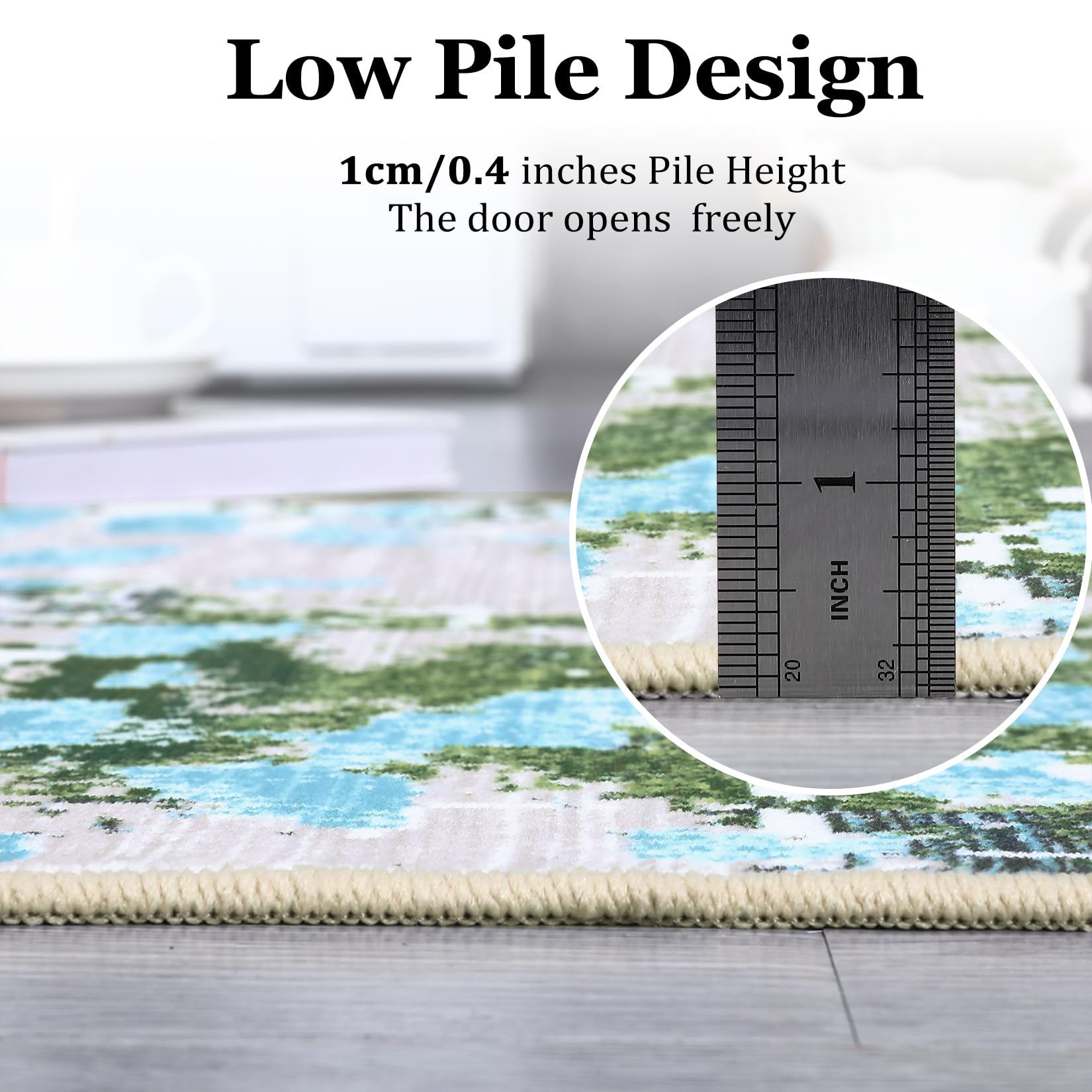 Garvee Runner Rugs 2x6 Green Hallway Rug Washable Rug Modern Living Room Rug Abstract Bedroom Carpet Colorful Rug Laundry Rug Low Pile Contemeprary Area Rugs Non Slip Floor Cover