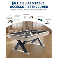 Garvee 7.4 ft Pool Table Heavy Duty 84" Billiard Tables with X-Shape Metal Legs Complete Set for Home Family Game Room Black Cloth