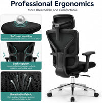 Garvee Ergonomic Office Chair - Fabric Upholstery, Adjustable Height, Reclining Back, Adjustable Armrests, Footrest, Split Back Design, Ideal for Home Office or Computer Desk - Black XL