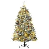 Garvee Christmas Tree, 6.5 Ft Artificial Pre-Lit Tree, Snow Flocked Xmas Tree with 500 Colorful Lights & 928 Branch Tips, Easy Assembly Christmas Holiday Decoration for Home Party