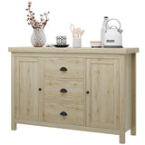 Garvee Storage Cabinet, Sideboard, Buffet Doors Wood Sideboard with 3 Drawers and 2 Doors, Farmhouse Coffee Bar Cabinet with Retro Cabinet Handles, Adjustable Shelf for Living Room, Dining Room, Birch - Birch