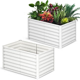 Garvee Galvanized Raised Garden Bed Outdoor 6x3x2FT Large Planter with Safety Edge and Glove, Durable Metal, Open Base for Vegetables and Flowers - White