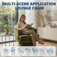 Garvee 360° Swivel Barrel Accent Chair with Lumbar Pillow, Soft Upholstered Single Armchair, Round Base for Living Room/Bedroom/Vanity - With lumbar pillow | velvet | green