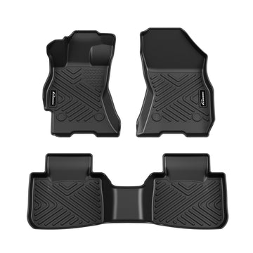 Garvee Floor Mats - Compatible with Subaru Outback Legacy 2015-2019, TPE All-Weather Floor Liners for 1st and 2nd Row, Black
