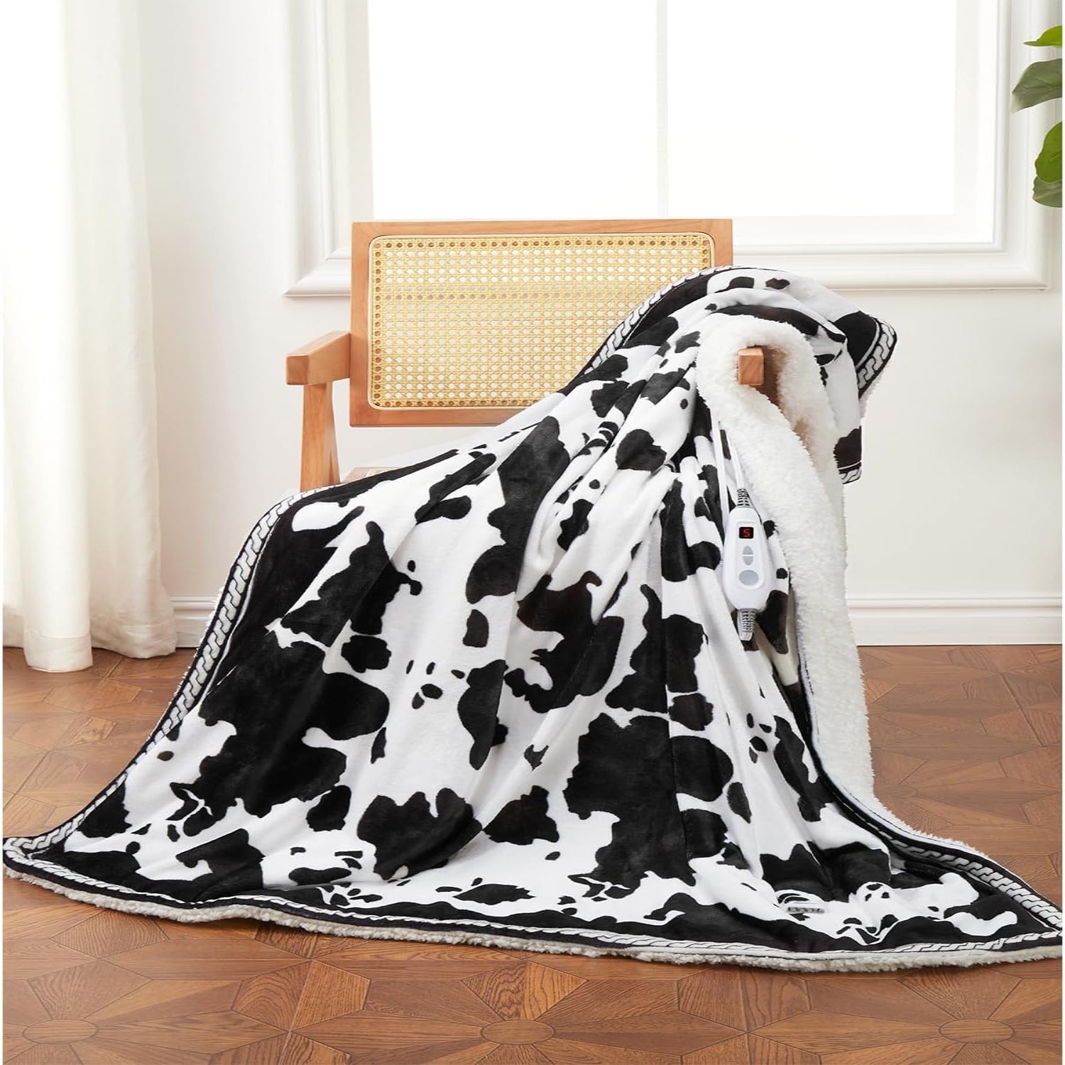 Garvee Heated Electric Blanket, 10 Heat Levels & 1-12h Time Settings Cow Print Heating Blankets,  ETL Certified, Machine Washable, Cozy Home Use
