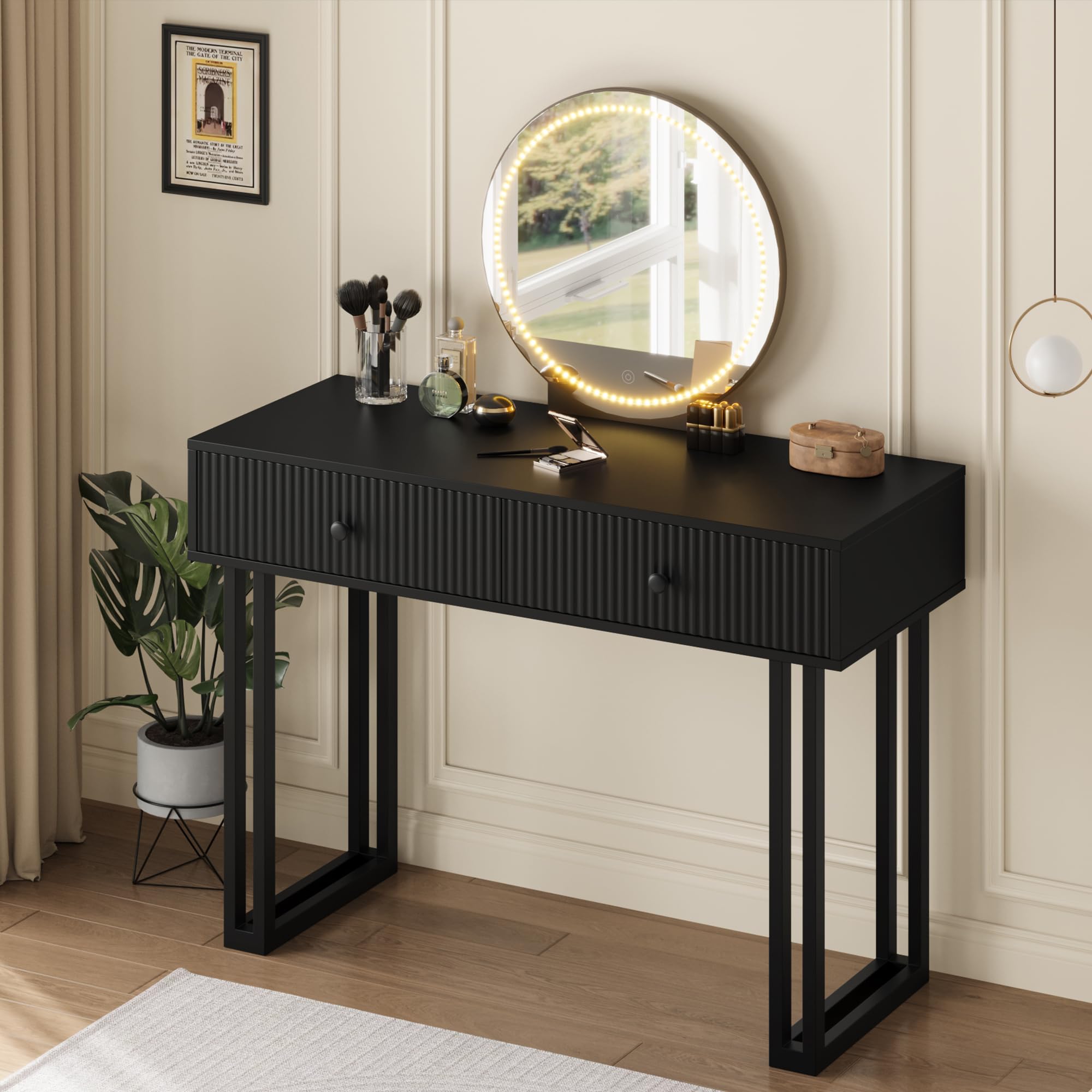 black dressing table with mirror and lights Amazon.com: Likein Vanity Desk with Mirror and Lights,Black Vanity with Jewelry Storage Cabinet,Makeup Dressing Table for Bedroom with 11 Drawers, Power Strip, Crystal Knobs,3 Color Lighting Modes for Women,Girls : Home &