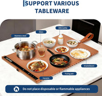 GARVEE 2-Zone Heating Food Mat - 24"X15" Warming Mat for Food Rollable Full-Surface Warmer with 6 Temp Settings & 3H Timer, Anti-Slip Heat-Insulated Pad for Meals (Orange)