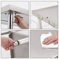 Garvee 72"L x 30"W x 35"H Commercial Food Prep Table Metal Kitchen Work Table with Adjustable Under Shelf, Stainless Steel Table with Hooks for Restaurant, Garage, Warehouse and Hotel