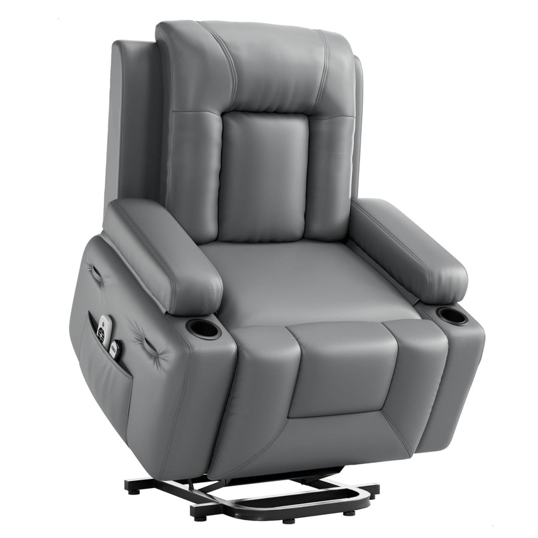 Garvee Power Lift Recliner Chair - Heat and Massage, Adjustable Back and Legs, PU Leather Electric Lift Chair Designed for Mobility Aid Elderly Relaxation, Gray