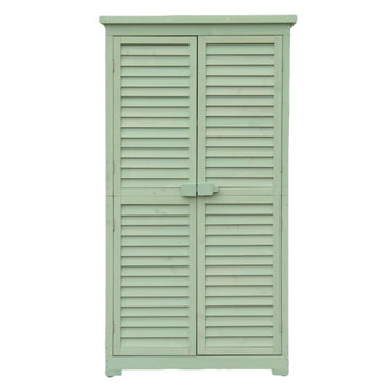 Garvee Shed Outdoor Storage Cabinet, Wooden Garden Sheds, Outside Tool Organizer with Waterproof Roof, Shelves and Lockable Door for Patio Hallway and Backyard (Green, 32.1"x16.5"x63")