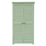 Garvee Shed Outdoor Storage Cabinet, Wooden Garden Sheds, Outside Tool Organizer with Waterproof Roof, Shelves and Lockable Door for Patio Hallway and Backyard (Green, 32.1"x16.5"x63") - Green