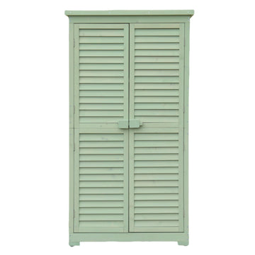 Garvee Shed Outdoor Storage Cabinet, Wooden Garden Sheds, Outside Tool Organizer with Waterproof Roof, Shelves and Lockable Door for Patio Hallway and Backyard (Green, 32.1"x16.5"x63")