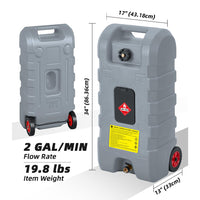 Garvee 15 Gallon Portable Fuel Caddy, 10-ft hose, siphon pump, 7.5 L/min manual nozzle, diesel/gasoline tank - Gray