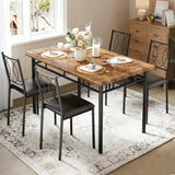 Garvee Dining Table Set for 4 with Upholstered Chairs, Farmhouse Wood, Small Kitchen, Brown, Space-Saving - Retro Color