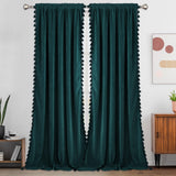 Garvee Christmas Curtains for Living Room Tassel Curtains Christmas Velvet Curtains for Bedroom 96 Inch Long Winter Holiday Window Curtains Rod Pocket Curtains (Burgundy, 42×96) - Burgundy